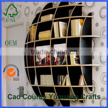 OEM wholesale price wooden round wall book shelf