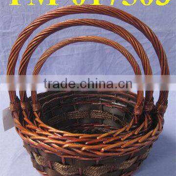 Round Willow Basket with One Handle