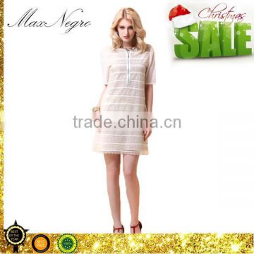 Elegant short sleeve woven fabric lady fashion model dresses on sale