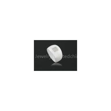 Party Ceramic Silver Ring White , AAA Cubic Stone , Anti-allergic CSR0305