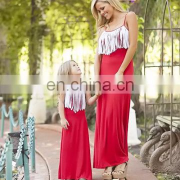 Mommy and me fringed for life red and white dress