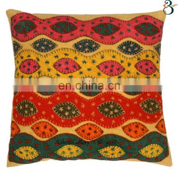 Pillow Case Throw Handmade Embroided Patch Home Decor Kantha Indian Cushion Cover