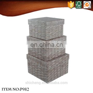 Square chinese style woven paper packaging gift box with lid