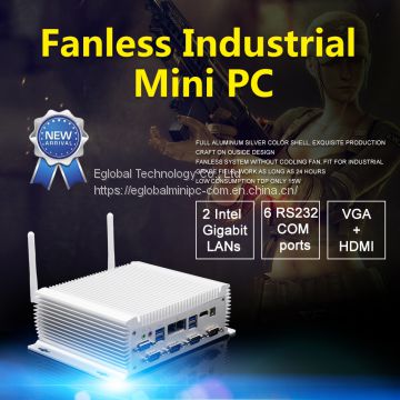 Eglobal Model G1-4200U Fanless Mini PC Core i5 4200U With Dual Lan Six COM Barebone Desktop Computer 4K HTPC WiFi HDMI 300M
