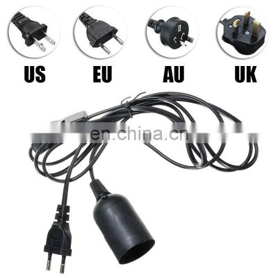 Lighting Fixture US/EU/UK/AU Plug with E27 Plastic Lamp Holder and Switch