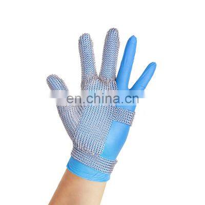 3 Fingers Stainless Steel Ring Cut Resistant Gloves Metal Hook Strap