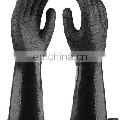 Mens Cooking Heavy-Duty Terry-Lined  Black Neoprene Coated 500 Degree Heat Resistant Chemical Resistant Gloves