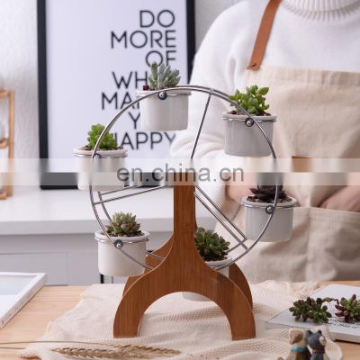 Factory Direct Sales Flower Plant Pot For Home / Office,Ceramic Planter Pot With Bamboo Support