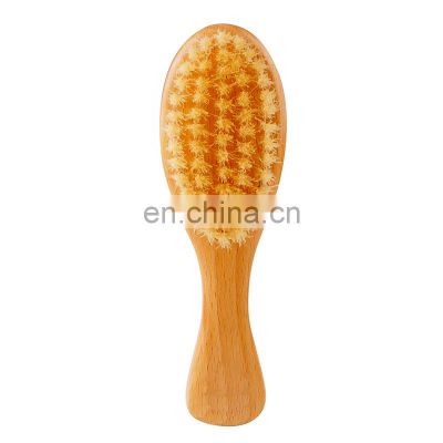 Private label Eco-Friendly wooden baby hair brush soft boar bristle comb