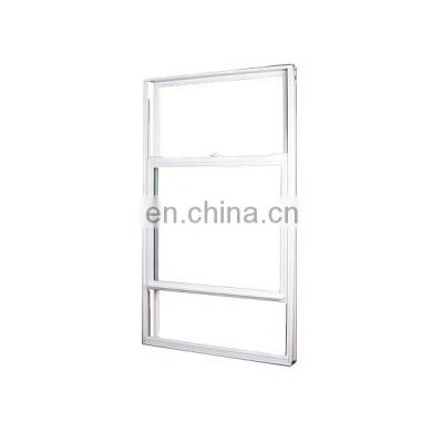 Top upvc Profile Double Glass Single Hung Sliding Window With Insect Screen
