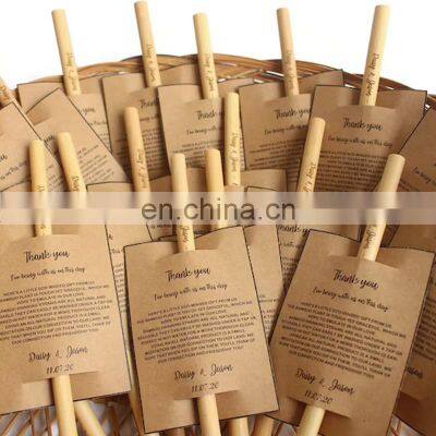 Best Price Personalized Engraved Bamboo Straws 8 inch with Thank you notes Wholesale In Bulk High QUality