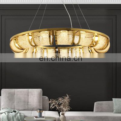 Custom crystals Chandeliers Pendant Lights Ring Round Shaped Gold Pendant Designs