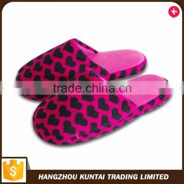 Print heart fleece cheap slipper