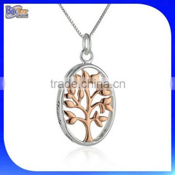 Custom Engraved Family Tree Jewelry 925 Sterling Silver Two-Tone Family Tree Of Life Jewelry