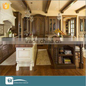 2016 modular ancient style dark wooden solid wood kitchen dining room furniture made in china
