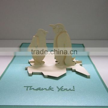 3d pop up greeting Thank you Penguins card