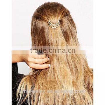 Hollow moon hair accessory brass gold moon hair pin