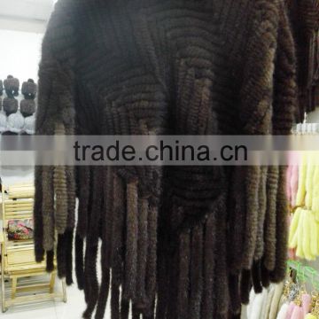 Hot sell high quality mink fur cape with tassel for womrn /mink fur shawl
