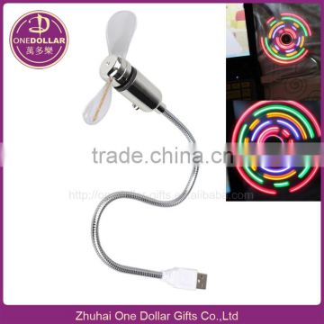Mini Portable Flexible Desktop Computer Notebook PC Colorful LED Light USB Fan