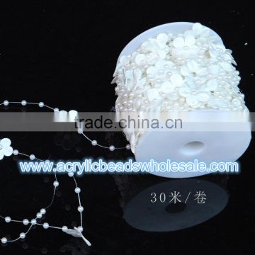 Factory wholesale 4MM 30M/lot Silk Flower Pearl Beads Garland Wedding Decoration