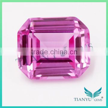 Wholesale Loose Synthetic Red Color #2 Octagon Emerald Cut Ruby Corundum Gemstone Free Sample