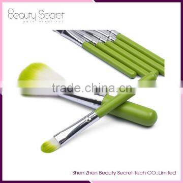 Top synthetic hair green oval makeup brush set with 7pcs can print your own logo