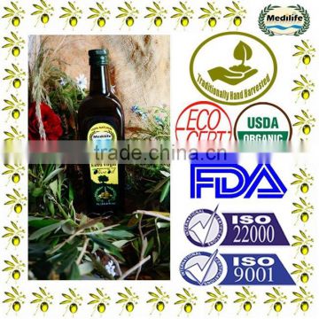 Cold Pressed Extra Virgin Olive Oil A'Quality. 100% Extra Virgin Olive Oil Marasca glass bottle 1L. Olive Oil Kosher Certified.