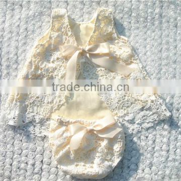 Wholesale baby girls lace cotton 2pcs set fashion lace set for infant girls
