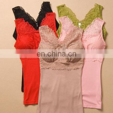Viacin high quality multi color soft inner tank top with cup