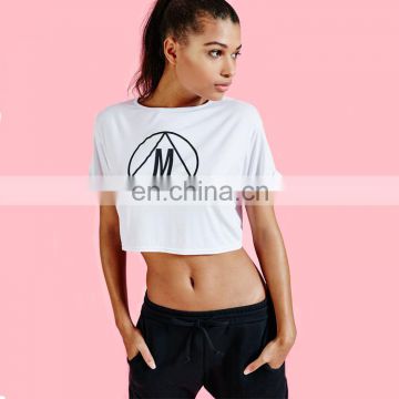 Yihao Trade Assurance Womens Printed Fitness Sports Gym Wear Loose Crop Top T shirt 2017