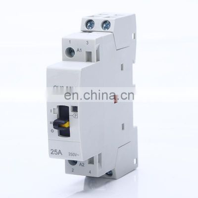 CH8-25M 2P 25A 220V/230V 50/60HZ Din rail Household AC Modular contactor with Manual Control Switch NO NC, Manual Contactor