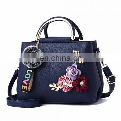 Women Bag Leather Handbag, Women Shoulder Bag Tote Flowers Shell A Main Femme Rivets Fur Ball Pendant Luxury Designer Ladies/