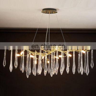 Modern large crystal chandelier hanging tree branch shape art glass chandelier pendant light