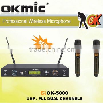 OK-5000 Dual Channels/UHF PLL 32/99 channels UHFmicrophone
