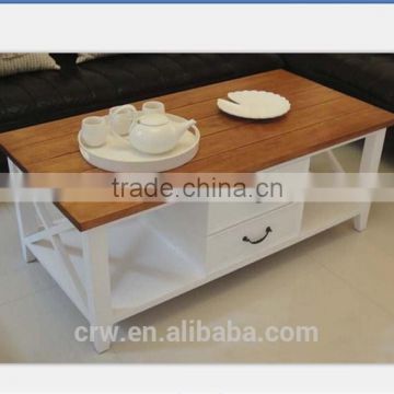 WH-4105 White Wooden Coffee Table with Drawers