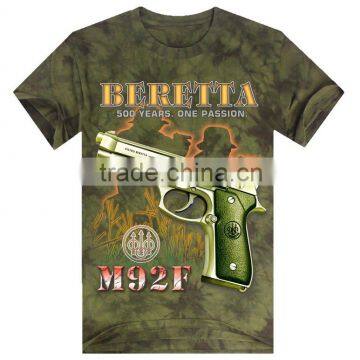 tie dye t shirt of printed gun for military fans