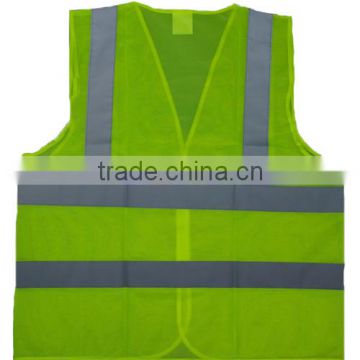 Fluorescent Yellow /Orange Reflective Safety Vest Silk Fabric High Visibility