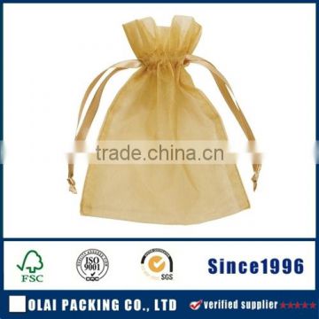 Luxury Custom Gift Small organza bags with logo printing in golden