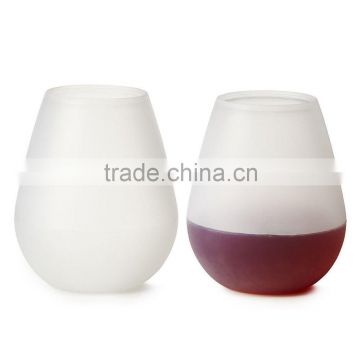 custom printed silicone wine glass plastic cold juice cup with FDA certificate