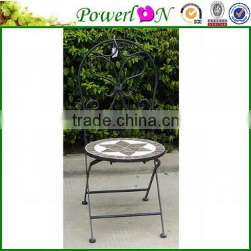 Cheap Folding Antique Unique Design Mosaic Round Garden Chair For Home Coaster Metal and Mosaic Bistro Chair