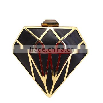 designer special fashion diamond shape metal box party clutch bag