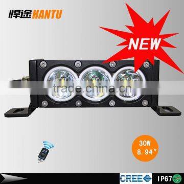 8.94" 30W led offroad light bar single row 10W chips led light bar white and yellow light with controler