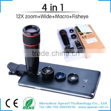 all brands mobile phones clip lens 12x telephone wide-angle fixed focus projector lens kit