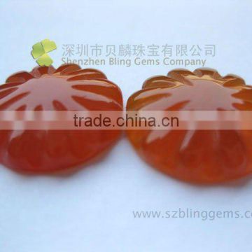 New arrival wholesale red agate semi precious stone carving flower cabochon