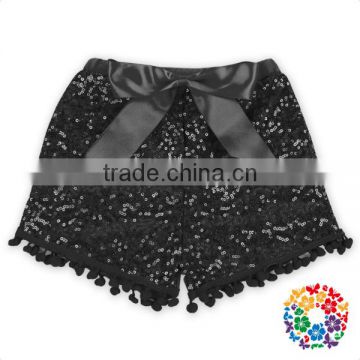 baby Sequin shorts with bow Black Sequins girls underwear