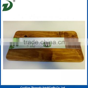 Natural solid Olivewood cutting board with handle wooden cutting board with ring round board