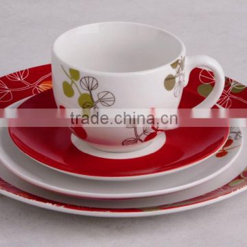 Porcelain Enameled Material and Dinnerware Sets with red decal porcelain dinner plate charger plate