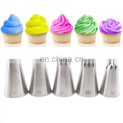 Extra Large Pastry Nozzles 5 Pcs Set Cupcake Paper Cups Cream Nozzles Cake Decorating Tools Baking for Pastry Bags Piping Bag
