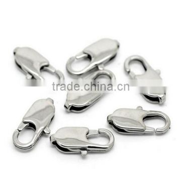 Silver Tone Stainless Steel Oval Lobster Clasps Jewelry Findings 18mm x 9mm