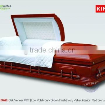 SENATOR OAK sealed casket mortuary to with pine casket